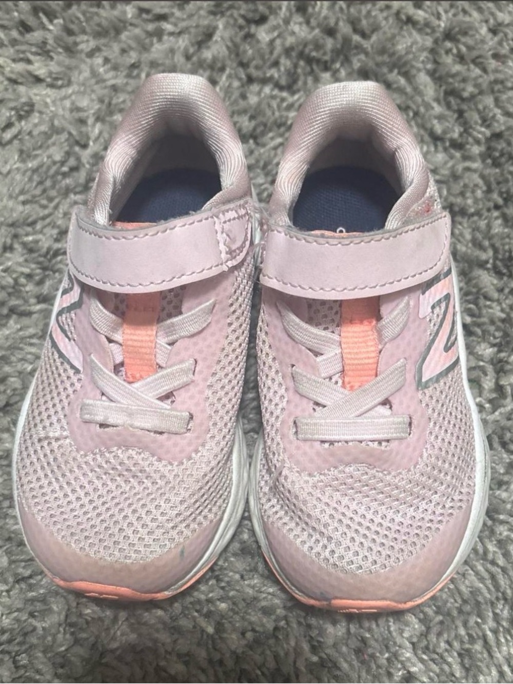 New Balance Light Pink and Coral Kids' Velcro Sneakers